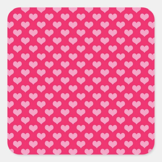 Roze harten vierkante sticker (Voorkant)