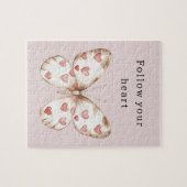 Roze harten vlinder legpuzzel (Horizontaal)