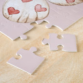 Roze harten vlinder legpuzzel (Zijkant)