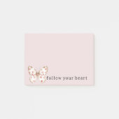Roze harten vlinder post-it® notes (Voorkant)