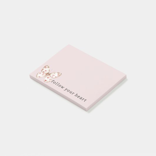 Roze harten vlinder post-it® notes (Schuin)