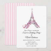 Roze harten & vlinders Parijs Eiffeltoren Feest Kaart (Voorkant / Achterkant)