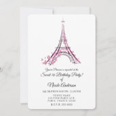 Roze harten & vlinders Parijs Eiffeltoren Feest Kaart (Voorkant)