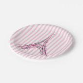 Roze harten & vlinders Parijs Eiffeltoren Feest Papieren Bordje (Gekanteld)