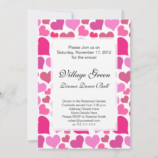  roze harten voor bachelorette of bride kaart (Achterkant)