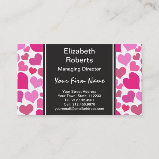  roze harten voor bachelorette of bride visitekaartje (Voorkant)