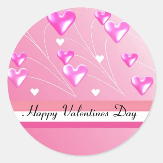 Roze harten voor Valentijnsdag Ronde Sticker (Voorkant)