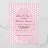 Roze harten Vrijgezellenfeest Folie Uitnodiging (Voorkant)