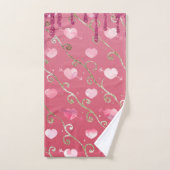 Roze harten warm roze glitter-patroonontwerp bad handdoek (Handdoek)