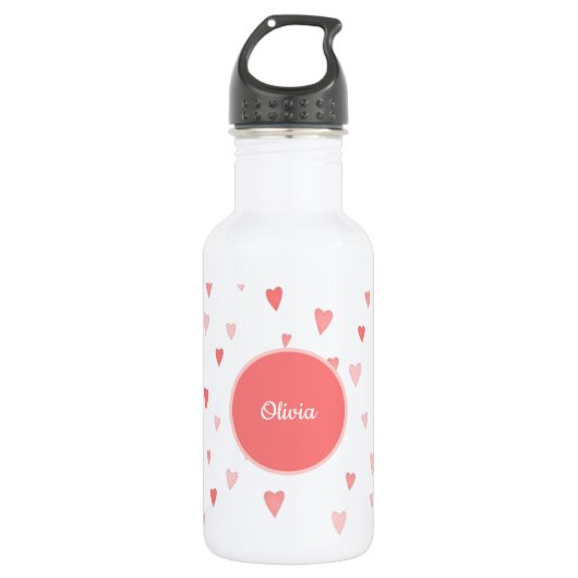 Roze harten waterfles  (Voorkant)