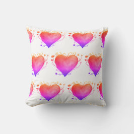Roze harten Waterverf Kunststof Throw Cushion Kussen