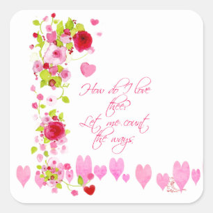 Roze harten waterverf Valentijnsdag lieve vriend(i Vierkante Sticker