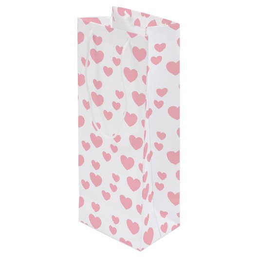 Roze harten wijn cadeautas (Achterkant Gekanteld)