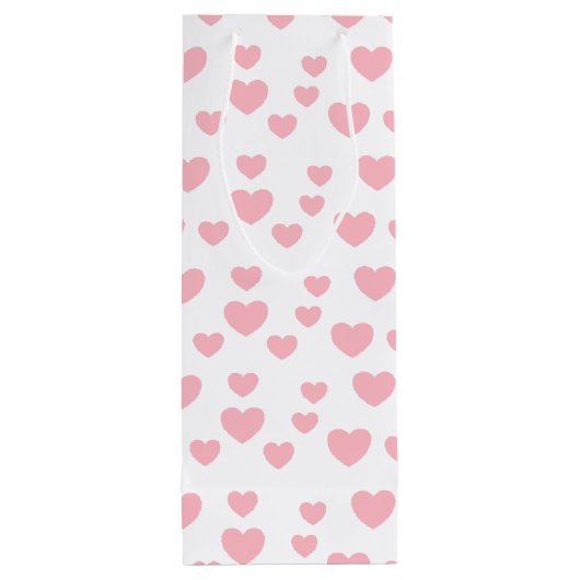 Roze harten wijn cadeautas (Achterkant)
