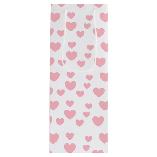 Roze harten wijn cadeautas (Voorkant)