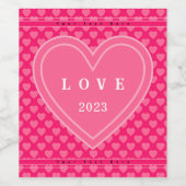Roze harten wijn etiket (Enkel label)
