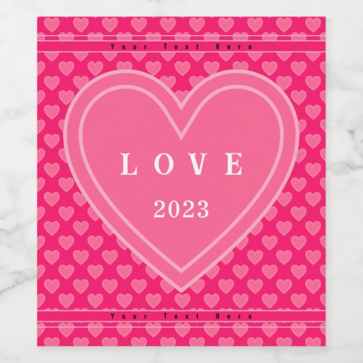 Roze harten wijn etiket (Enkel label)