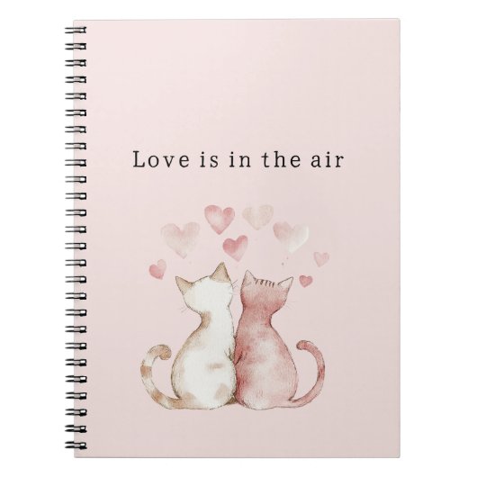 Roze Harten Witte Katten Liefde Notitieboek (Voorkant)