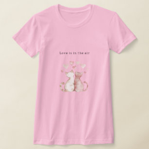 Roze harten Witte katten Liefde T-shirt