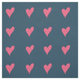 Roze harten witte Stippen Tekening patroon Stof
