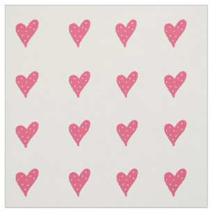 Roze harten witte Stippen Tekening patroon Stof