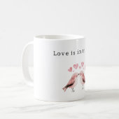 Roze harten Witte Vogels Liefde Koffiemok (Voorkant links)