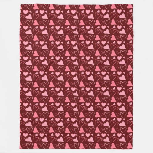 Roze Harten Worp Fleece Deken (Voorkant)