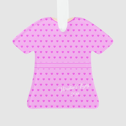 Roze Harten Zachte Lila Jurk Figurine TShirt Ornament (achterkant)