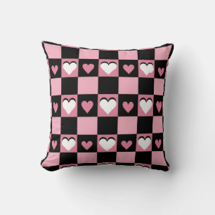 Roze harten, zwarte harten, kussen gooien, hartklo