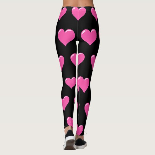 Roze harten Zwarte Leggings Kies kleur (Achterkant)