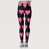 Roze harten Zwarte Leggings Kies kleur (Voorkant)