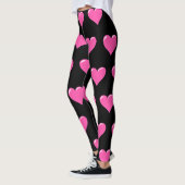 Roze harten Zwarte Leggings Kies kleur (Links)