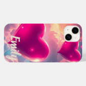 Roze Harten Zweven Gouden Skies Case-Mate iPhone Case (Achterkant (horizontaal))