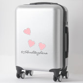 Roze harten zwevend  Naam  Script Autodecal Sticker (Koffer)