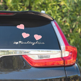 Roze harten zwevend Naam Script Autodecal Sticker