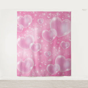 Roze Hartenballonnen 90's Foto Feest Backdrop Wandkleed