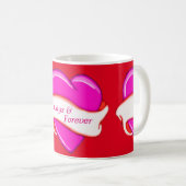 Roze hartenbanner - Aangepaste microfoon Koffiemok (Voorkant rechts)