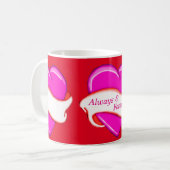 Roze hartenbanner - Aangepaste microfoon Koffiemok (Voorkant links)