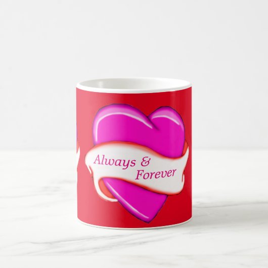 Roze hartenbanner - Aangepaste microfoon Koffiemok (Center)