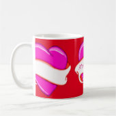 Roze hartenbanner - Aangepaste microfoon Koffiemok (Links)
