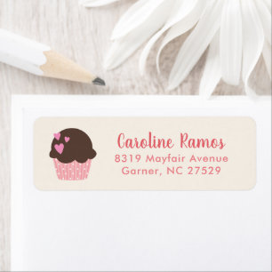 Roze hartencake Kinder Return-adres Etiket