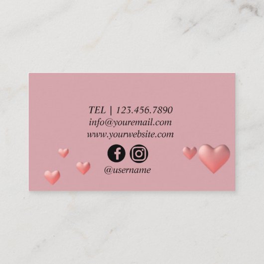 Roze hartendoos Visitekaartje (Achterkant)