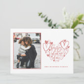Roze hartenfamilie Foto Happy Valentine's Day Auto Feestdagenkaart (Staand voorkant)