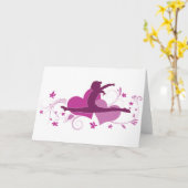 Roze hartengymnastiek Leap Kaart (Gele Bloem)