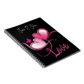 roze hartenliefde met vlinder notitieboek (Rechterzijde)