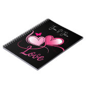 roze hartenliefde met vlinder notitieboek (Linkerzijde)