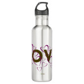 Roze hartenliefdesflesje waterfles  (Voorkant)