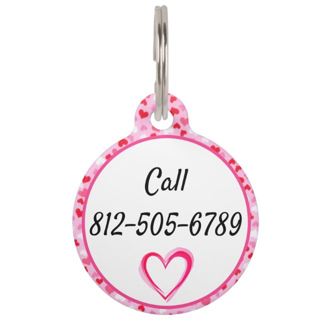 Roze hartennaam op Black Good Dog Huisdierpenning (Achterkant)