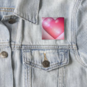 Roze hartenontwerpvierkant vierkante button 5,1 cm (In situ)