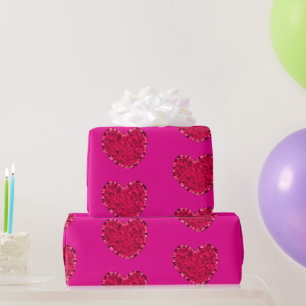 Roze hartenpakpapier cadeaupapier